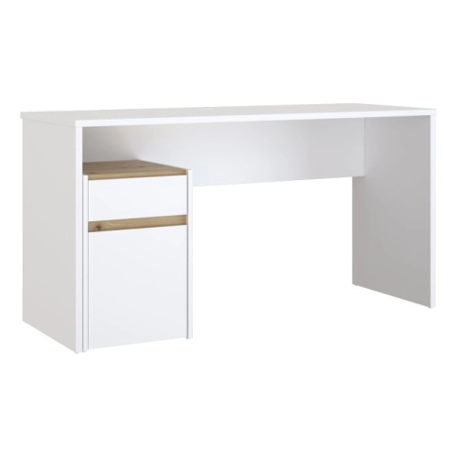 Białe biurko 140x55 cm z szufladą i szafką  Dąb Artisan/Grafit